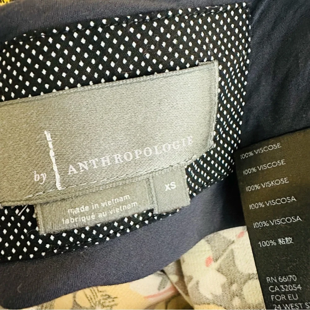 Anthropologie Elyse Floral Byas Cut Slip Dress Side Slit Midi Dress Size XS - Picture 12 of 12